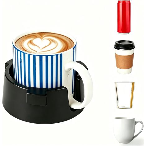 Porte-gobelet Anti-déversement Porte-gobelet de Bureau - Diamètre Intérieur Réglable 2,6 à 3,5 Pouces avec Autocollant - Support de Tasse Ajustable pour Bureau Voiture Bateau Camping, Noir (1/5)
