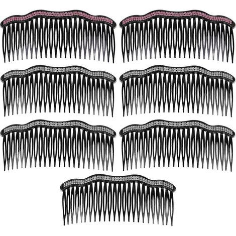 Set mit 7 Strass-verzierten Haarkämmen, Braut- und Hochzeitshaarschmuck (gewellt, zweireihig) für Damen und Mädchen – 10,50 x 5,00 x 0,50 cm (1/4)