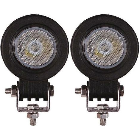 Lot de 2 phares de travail LED 10 W pour moto, voiture, quad, SUV, camion, break, camping-car et vélo (12 V/24 V), faisceau large/spot, phare de route, feu antibrouillard auxiliaire, faisceau rond. (1/5)