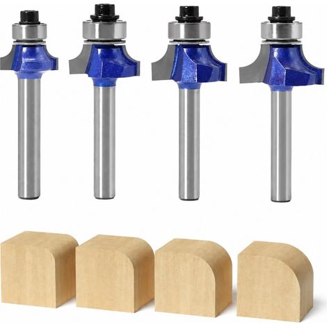 Lot de 4 fraises à arrondir en carbure pour le bois, queue de 6 mm, outils de menuiserie (1/5)