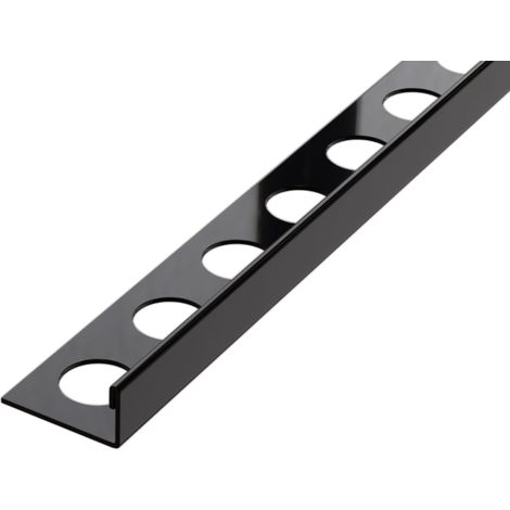 Winkelprofil J aus Edelstahl für Fliesen 10mm x 2700mm - schwarz poliert