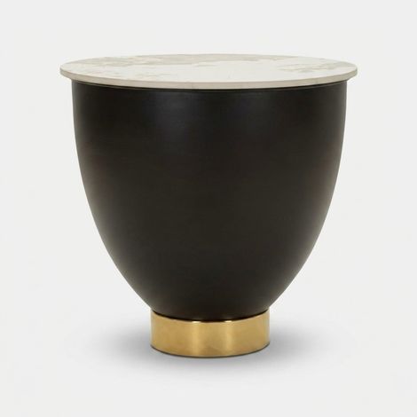 Runder Couchtisch mit Stauraum aus Keramik und Metall Gley Marble Poise (1/5)