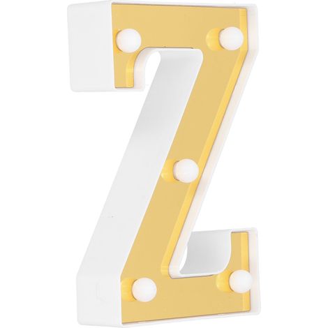 Lampe LED dorée en forme de Z, lettres de l'alphabet, décoration pour mariage, fête ou Noël, blanc chaud (1/5)