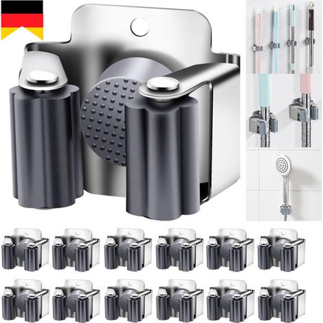 12Porte-balai individuel-Porte-outils en acier inoxydable-Porte-outils de jardin mural (1/5)