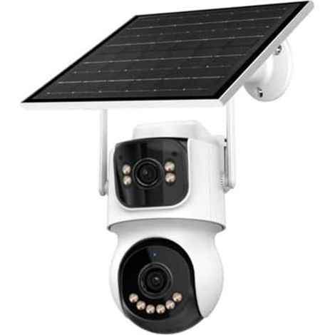 TrAdE Shop Traesio - Telecamera Di Sorveglianza Sicurezza Pannello Solare Per Esterni A Doppio Obiettivo - (1/4)
