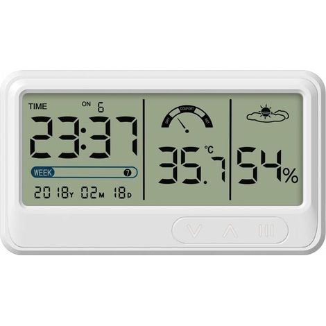 Digital Hygrometer Electronic Temperature and Humidity Gauge with LCD Time and Date Display Indoor Thermometer Hygrometer with Stand for Garden Greenhouse (1/5)
