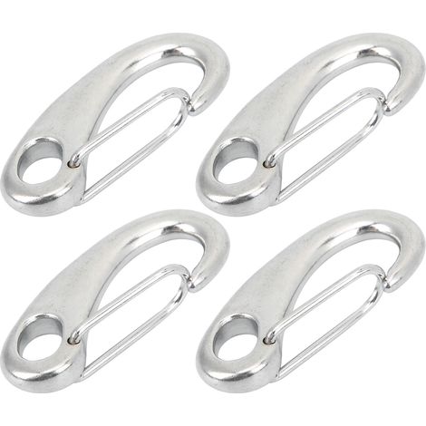 Lot de 4 mousquetons à ressort robustes de 70 mm en acier inoxydable, de qualité marine. (1/5)