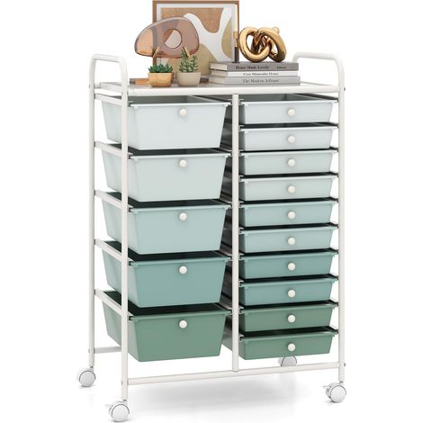 COSTWAY Carrello Organizzatore Con Cassetti Cassettiera Portaoggetti In Plastica Mobile Con Ruote Bloccanti Carrello Di Stoccaggio Scaffale Contenitore Multiu (1/5)