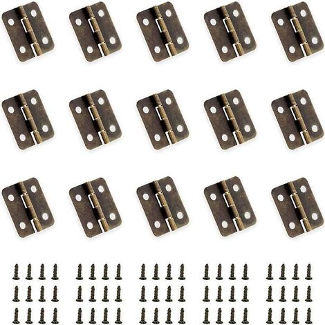 50 Stück Mini-Scharniere in Antik-Bronze, Klappscharnier, DIY-Verbindungsstücke, kleine Scharniere mit 200 Stück Ersatznägeln für Holzkisten, Schmuckkästchen, Schränke, DIY-Zubehör