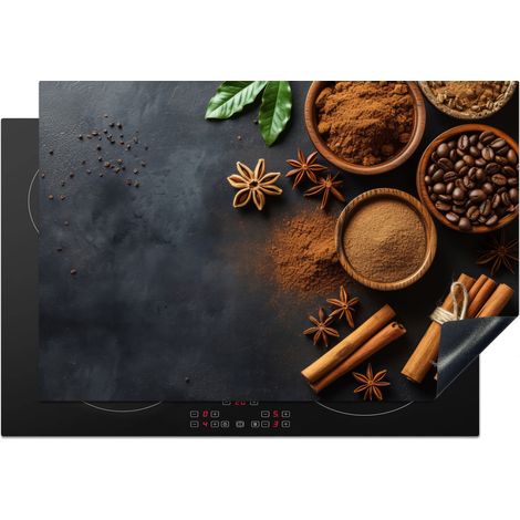 PROTECTOR DE PLACAS DE INDUCCIÓN Canela - Hormigón - Café - Canela en rama - Especias Cocina 78x52 cm