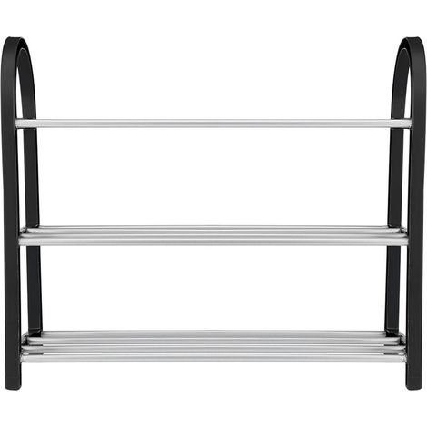 Étagère à chaussures sur pied en plastique, aluminium et métal, à monter soi-même, rangement pour chaussures, organisateur pour la maison, 3 niveaux (1/5)