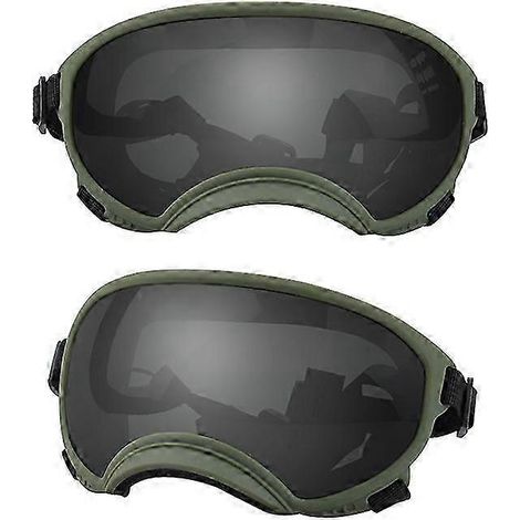 Hundebrille UV-Schutz, hohe Stoßfestigkeit, verstellbares Gummiband, atmungsaktiv, für Welpen und große Hunderassen (Grün und Schwarz, Größe S) (1/5)