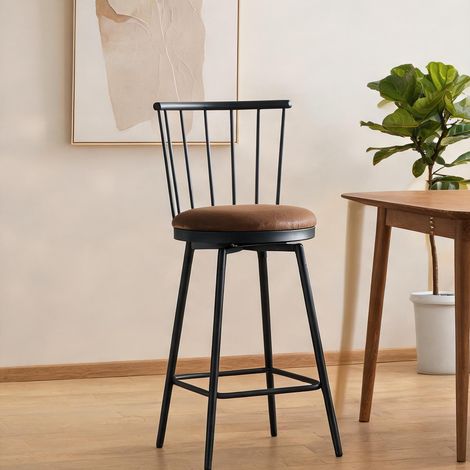 Tabouret de bar industriel en tissu marron 39 x 39 x 96 cm (1/5)