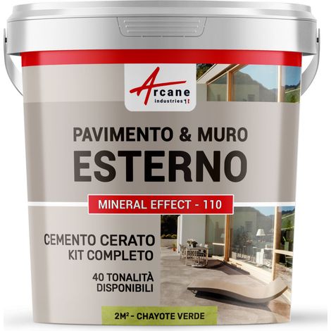 Microcemento per esterni: pavimenti, muri, terrazze, balconi, scale - 2 m² (in 2 strati) Chayote Verde - ARCANE INDUSTRIES