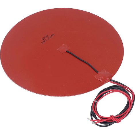 300 mm 300 W 24 V Silikon-Heizmatte für 3D-Druckbetten, mit 100K NTC-Thermistor, DC24V kreisförmiger Bettheizung, Klebefläche, Temperaturgenauigkeit, 3D-Druckerzubehör. (1/5)