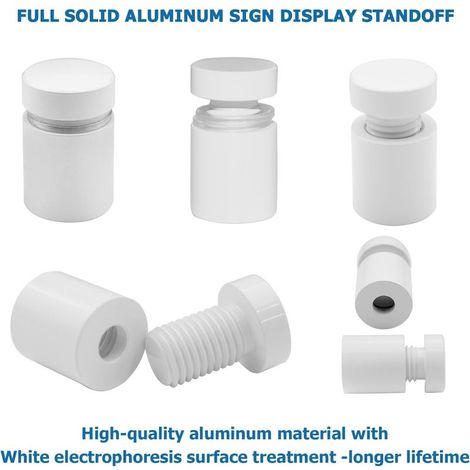 12x12mm 4PCS Aluminium Solide Panneau Entretoise Vis pour Acrylique Publicité Vis Fixation Murale Entretoises Supports Panneaux d’affichage en verre (électrophorèse blanche) (1/4)