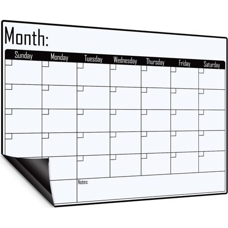 Calendario mensile magnetico per lavagna bianca, pianificatore della lista della spesa 16" x 12", lavagna bianca magnetica, adatto a frigoriferi e cucine. (1/4)