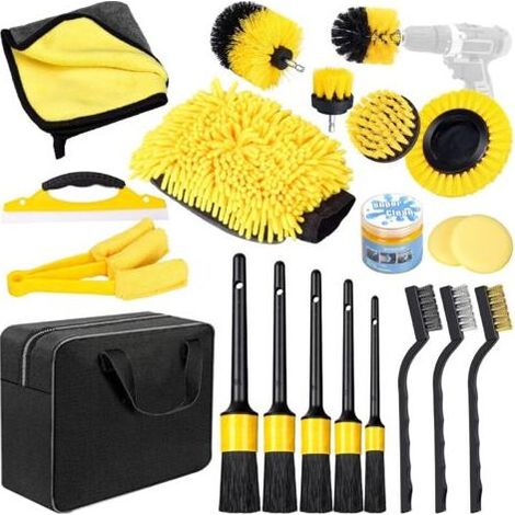 Kit Nettoyage Voiture - Kit D'entretien de Voiture 20 Pièces pour L'intérieur et L'extérieur - Kit Lavage Voiture avec Brosses, Éponges de Polissage, Gel de Nettoyage et Plus (1/5)