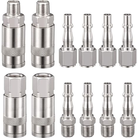 Confezione da 12 raccordi per tubo flessibile dell'aria da 6,35 mm BSP per compressore d'aria e kit di raccordi maschio/femmina