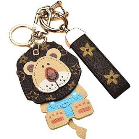 Porte-clés en cuir mignon pour femme et homme, anneau porte-clés lion, dragonne, accessoire pour sac à dos, sac à main et clés de voiture (1/3)