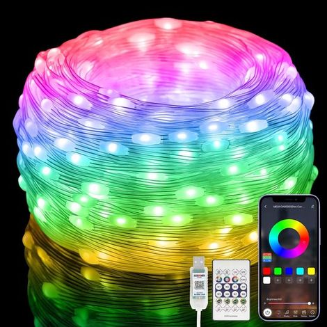 Catena luminosa di rete da 10 m con controllo tramite app/telecomando - RGB impermeabile IP65 (colori multipli) (1/3)