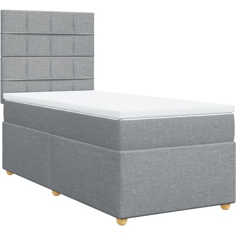 Maison Exclusive - Cama box spring con colchón tela gris claro 90 (1/5)