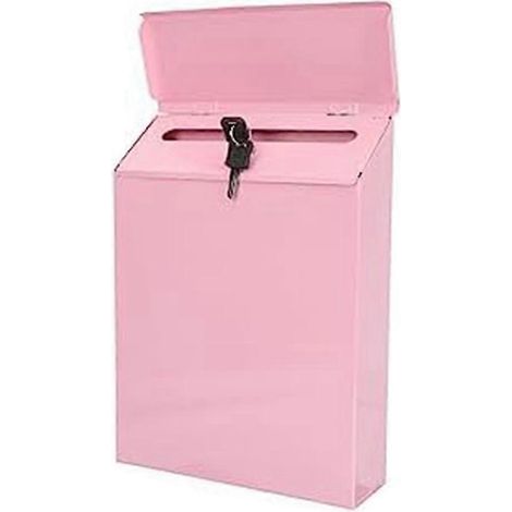 Boîte aux lettres murale verrouillable, style ferme, avec clé, idéale pour la maison ou le bureau (rose). (1/5)