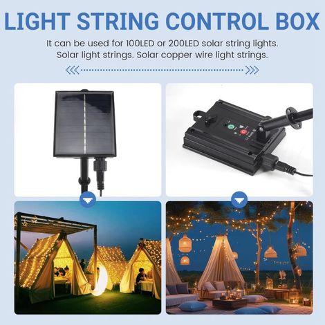 Kit panneau solaire 1200 mAh avec boîtier de contrôle, batterie lithium 3,7 V/24 V, guirlandes et bandes lumineuses LED, charge CC, installation facile (1/3)