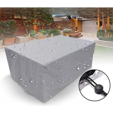 Protective cover for garden furniture made of 210D Oxford fabric, waterproof with drawstring, silver, 210 x 110 x 70 cm (1/4)