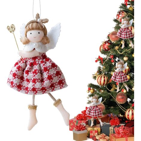 Pendentif Ange Fille Sapin de Noël Bandeau Perles Lanière Déco Saisonnière Ornements De Noël Ange Fille En Peluche Ferme Appui Fenêtre Mur Salon Chambre Balcon Jardin Café Restaurant (1/5)