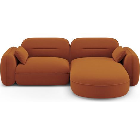 Canapé d'angle droit modulable 3 places en velours terracotta (1/5)