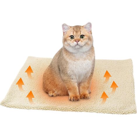 Couverture Auto-chauffante pour Chat et Chien - Couverture chauffante - 60 x 45 cm - Couverture chauffante pour Chat - Couverture Thermique Lavable (Blanc) (1/5)