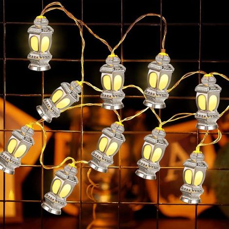 10 pièces guirlande lumineuse LED, 1,65 m, vintage, décoration Ramadan et fêtes intérieures/extérieures