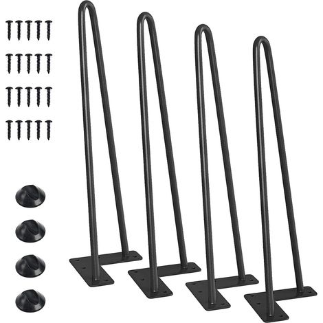 Heavy-Duty Hairpin Coffee Table Legs Diameter 3/8�� with Screws and 4pcs Bonus Rubber Floor Protectors, Metal Home DIY Projects for TV Stand, Sofa, Cabinet, etc with Rubber Floor Protectors (14inch)