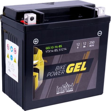 Batterie moto GEL YTX14-BS 12V 12Ah 250A – Technologie sans entretien – Dimensions 150x87x147mm – Pour motos et quads – Intact (1/4)