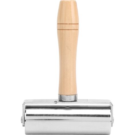 Rouleau de bord de presse en cuir, bricolage artisanat manche en bois outil de roulement argent L 100mm / 3,94 pouces