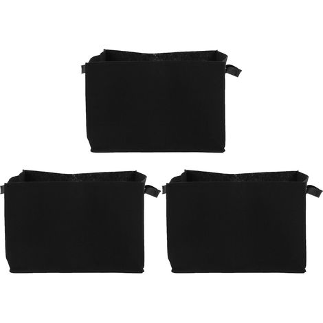3 Pièces Sacs de Culture en Tissu Non Tissé avec Poignées - Pots pour Légumes, Tomates, Pommes de Terre et Fleurs - 55x35x35cm Noir (1/5)