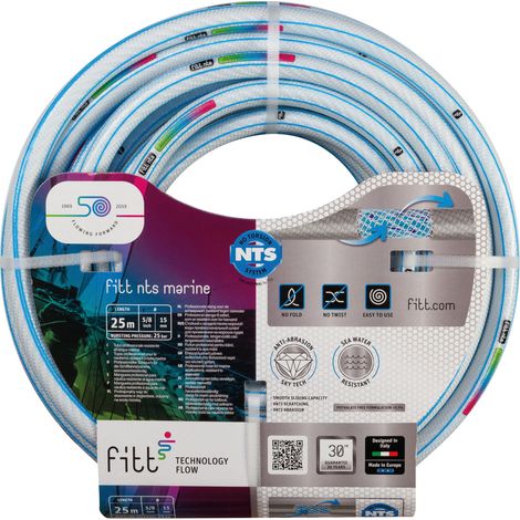 FITT NTS MARINE 5/8" 25m, Schlauch weißer für Schifffahrt, ideal für Boote, Yachthäfen, Hafenbecken, Schwimmbäder und Sportanlagen. Robust, flexibel, für intensive Nutzung in Kontakt mit Meerwasser