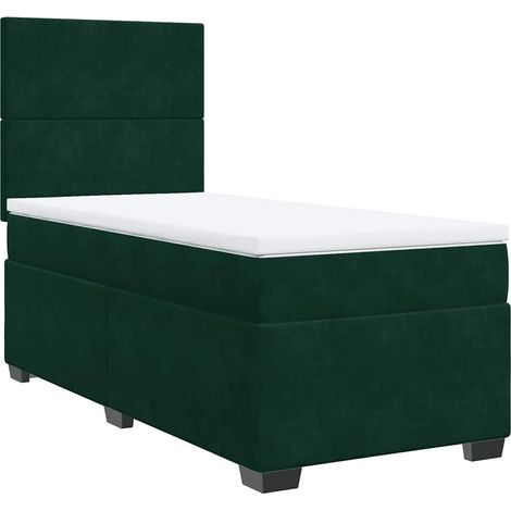 Lit simple  Lit adulte  Sommier à lattes de lit et matelas Vert foncé 80x200 cm Velours