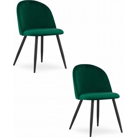 Sedia Bello - velluto verde / gambe nere x 2 (1/5)
