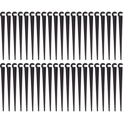 100 Piquets Support Tuyau Irrigation Goutte à Goutte, Fixation Tube Arrosage Jardin en Plastique, Accessoire Potager Stable et Durable (1/4)