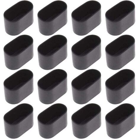 16pcs Chair Leg Cap Chair Leg Protection Floor Protection Foot Caps for Folding Chair Oval Tube, Plastic (Black16pcs/20x40mm) (1/4)