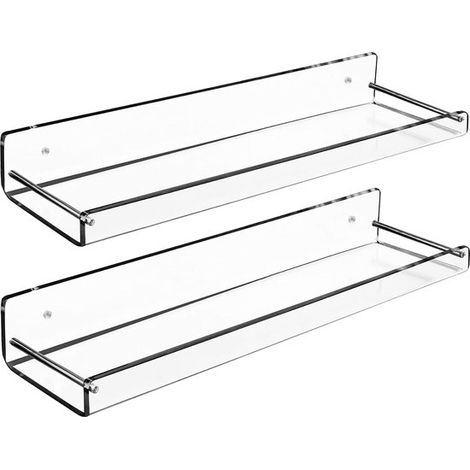 Mensola da bagno, set da 2 pezzi, mensola doccia in acrilico, 30 x 9,5 cm, cestino doccia, mensola sospesa, sanitari, porta carta igienica con mensola, portaoggetti per doccia (1/5)