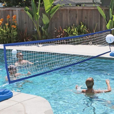 Filet de volley-ball amélioré pour piscines intérieures - Jeu familial et adulte - 450 cm x 90 cm - Blanc