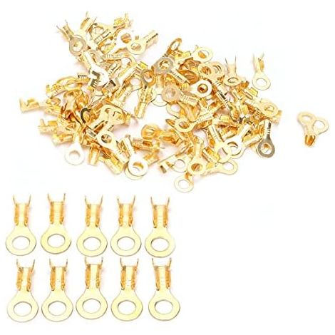 100 Pièces Cosses à Anneau M4 Cuivre Nu Bornes à Sertir pour Câble de Soudage Terminal Œillet Connexion Électrique (1/5)