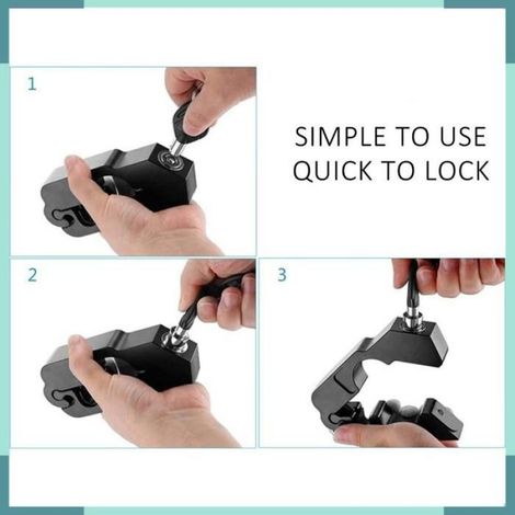 Serrures de moto antivol Motorcycle Grip Lock Heavy Duty Anti Theft Helmet And Brake Lock Secures Bike auto pour Bleu Noir (1/5)