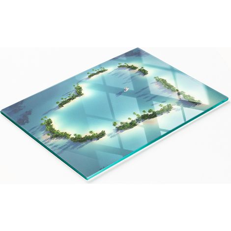 Tableau en verre résistant et élégant avec motif d'île en forme de cœur 80x52 cm (1/5)