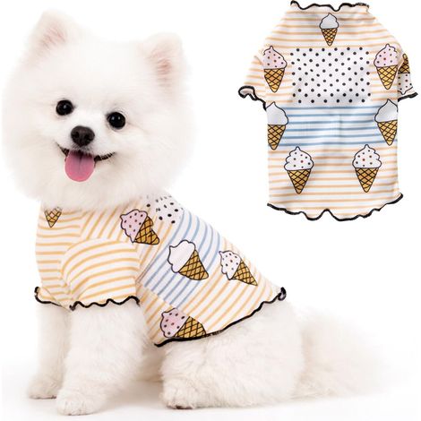 T-shirt d'été pour chien motif crème glacée Vêtement extensible et respirant pour chiot et chat (1/5)