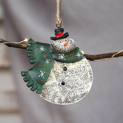 Pendentif de Noël en fer forgé, décoration Père Noël et bonhomme de neige, décoration pour sapin de Noël (1/2)