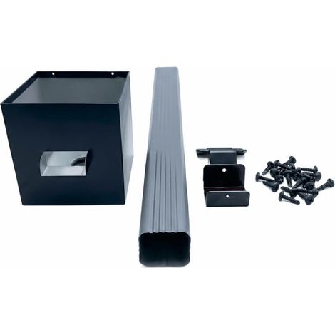 Kit complet boîte à eau + descente rectangulaire aluminium 60×80 mm – longueur 3 m – fixation incluse – maison plain-pied - couleur anthracite